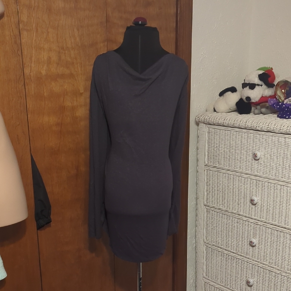 Elegant Dark Gray Long Sleeve Dress